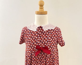 90s Vintage Floral Dress: Bonnie Jean Rayon Schoolhouse Style, Size 4/5