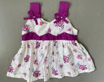 Vestido floral vintage de los años 80 para bebé: hecho a mano para ocasiones especiales, talla 3-6 meses