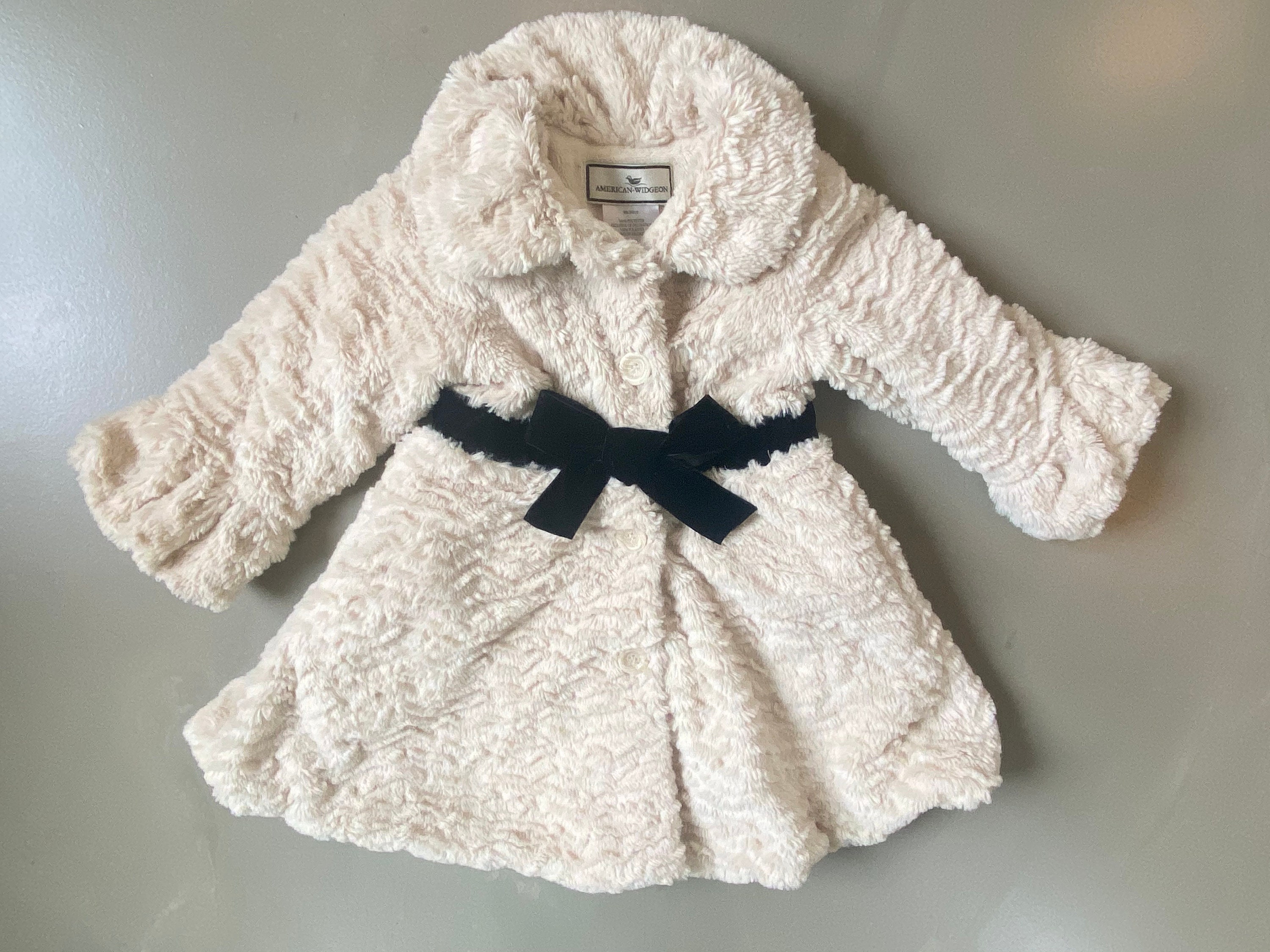 Baby Hooded Coat Ivory Gradient Cannage Faux Fur