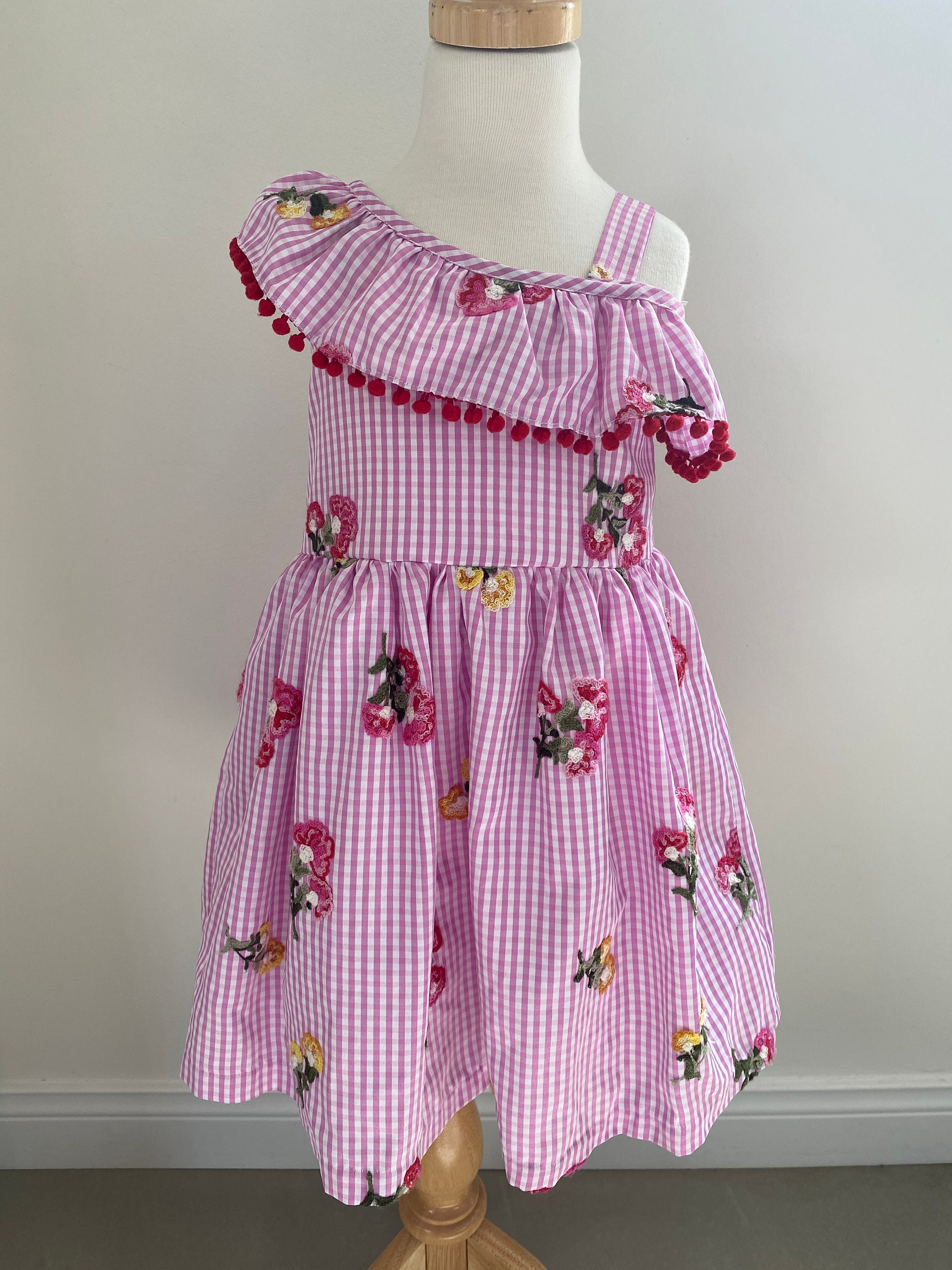 Vintage Girly Pink Gingham Dress W ...