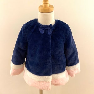 Toddler Faux Fur Coat: Color Block Stripe, Size 2T