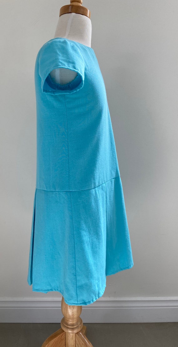 60s Vintage Girl Turquoise Blue Mod Style Dress/K… - image 2