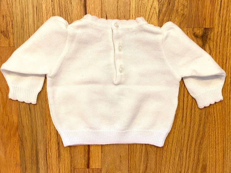 90s Vintage Baby Cute Heart Pink Classic Sweater/ Valentines Sweetheart Sweater/Baby Crewneck sweater/Size 3-6M image 3