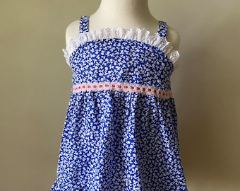 90s Vintage Toddler/Baby Mini Floral Print Spring Summer Dress 12-18M/Frilly Vacation Picnic Baby Dress