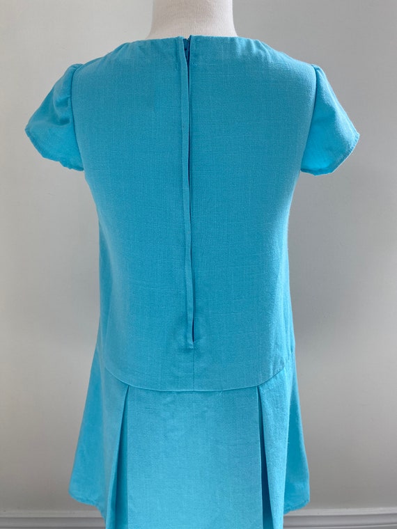 60s Vintage Girl Turquoise Blue Mod Style Dress/K… - image 3