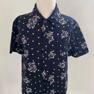 Vintage Kids Floral Polka Dot Shirt/Bowling shirt/Rockabilly Vacation Summer Shirt/Unisex Size 6