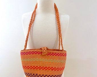 Kid girls multicolor woven crochet small handbag /Hippie kids/Boho kids/Summer tote bag/ Toddler Straw Vacation purse