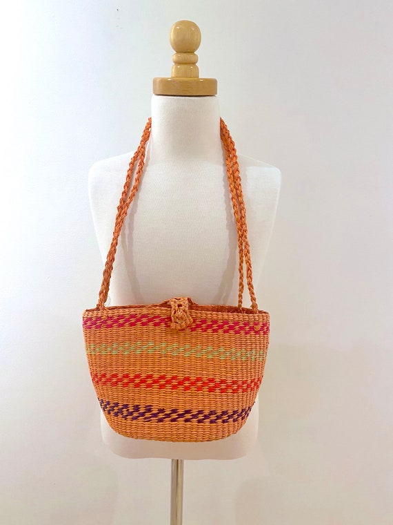 Kid girls multicolor woven crochet small handbag /