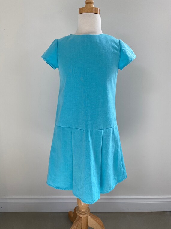 60s Vintage Girl Turquoise Blue Mod Style Dress/K… - image 1