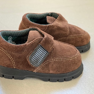 90s Vintage Baby Walker Toddler Brown Suede Leather Shoes/Dress Shoes/Special Occasion Shoes US SIZE 4 by Mckids