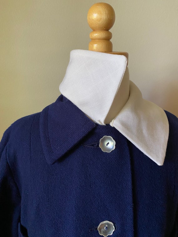 60s Vintage Kids Mod Blue Navy Light Weight Coat … - image 3