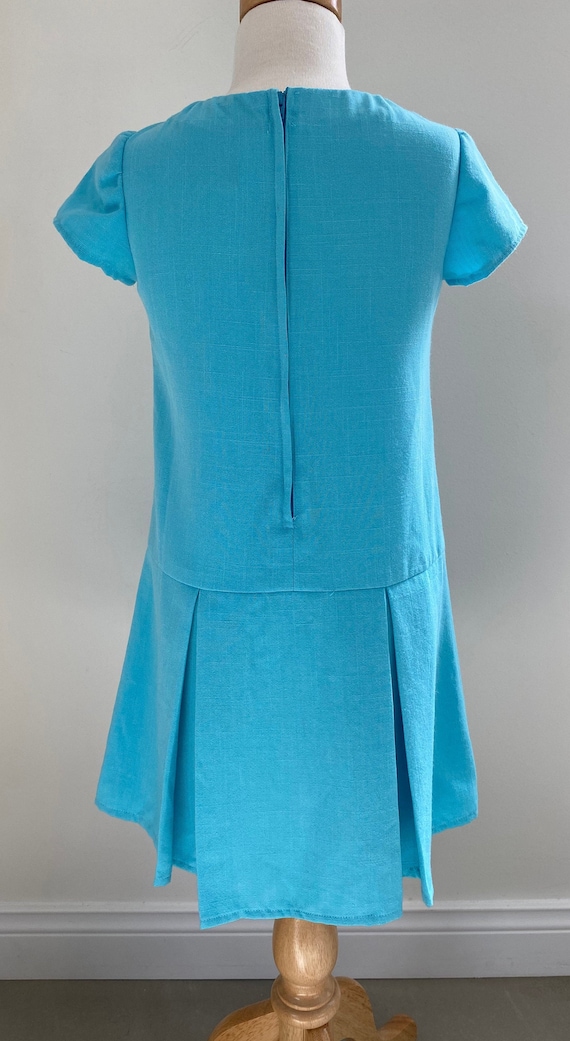 60s Vintage Girl Turquoise Blue Mod Style Dress/K… - image 5