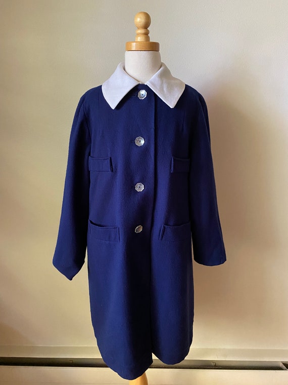 60s Vintage Kids Mod Blue Navy Light Weight Coat … - image 1