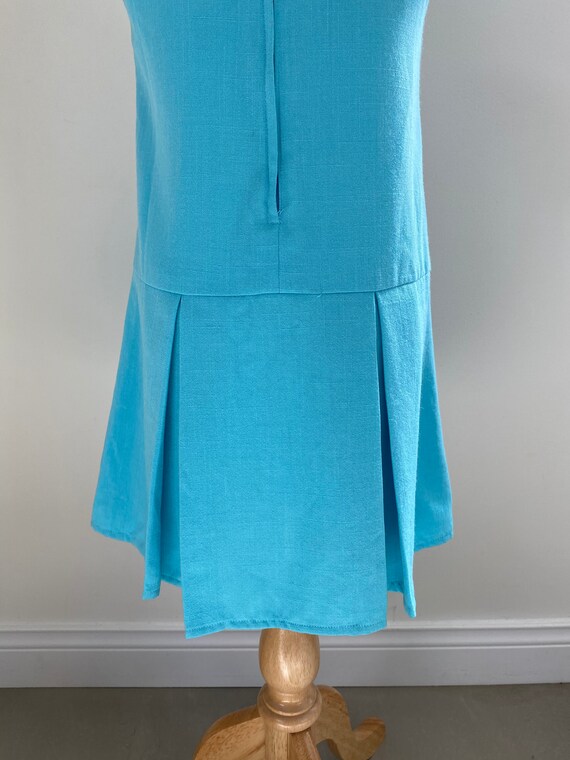 60s Vintage Girl Turquoise Blue Mod Style Dress/K… - image 4