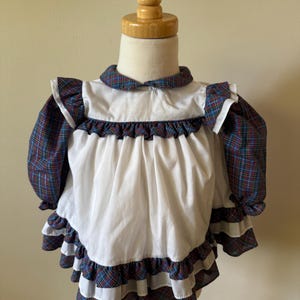 1980s Vintage Baby Plaid Frilly Lace Peter Pan Collar Dress/Size 6M/Spring Floral Baby Dress