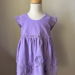 Toddler Lilac Corduroy Ruffle Dress, Size 2T, Made in USA