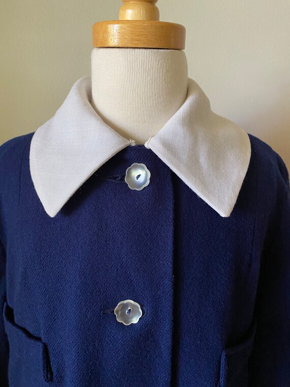 60s Vintage Kids Mod Blue Navy Light Weight Coat … - image 2