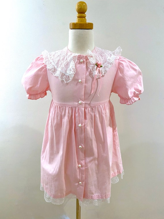 90s Vintage Kids Pink Frilly Dress/Pretty Pink Eas