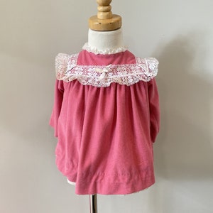 60s Vintage Pink Lace Bow Trim Baby dress/Cute Frilly Girly Special Occasion Dress Size 9-12M by Cradle Club Made in USA