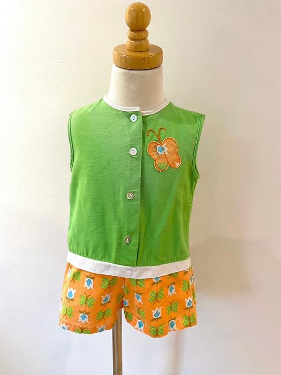 60s 70s Vintage Kid Girls Toddler Retro Flower Boh