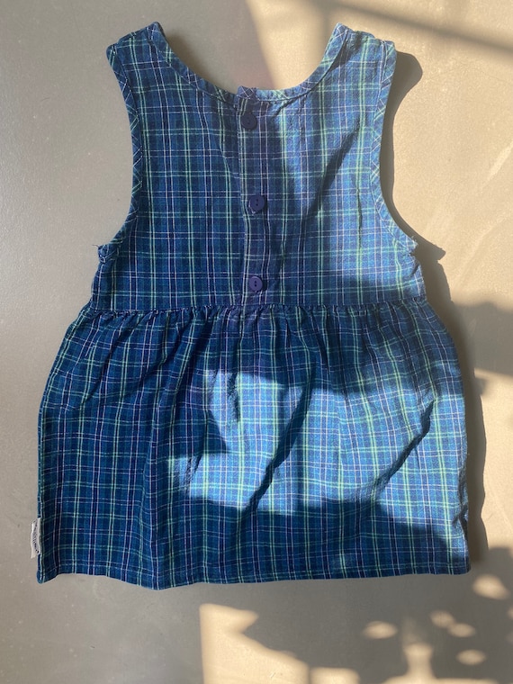90s Vintage Girls Plaid Sleeveless Dress/ School … - image 3