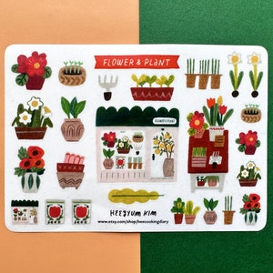 Bloemenwinkel, plantenwinkel Clear/ Washi stickervel A6 Bullet Journal plannersticker