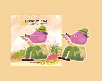 Sticker - Sweetpotato the Mole - Diecut sticker, clear sticker, mole sticker, spring sticker