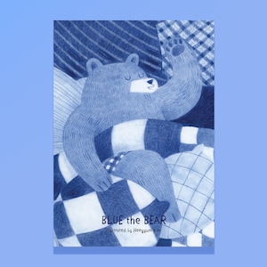 Bloc de cartes postales Blue the Bear Illustration Collection - A5 QTÉ LIMITÉE