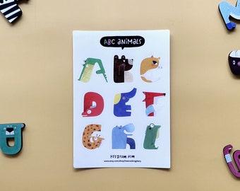 ABC alphabet animal transparent sticker sheet A6 Planner, bullet journal