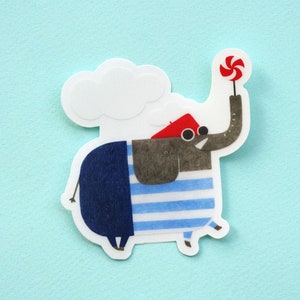 Elephant Sticker Animal Sticker Removable Transparent Sticker Vinyl Sticker Water resistant image 1