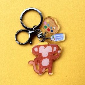 Monkey the Artist acrylic key chain image 1