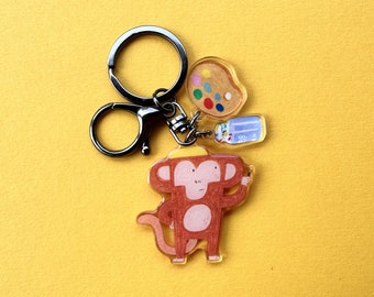 Monkey the Artist acrylic key chain