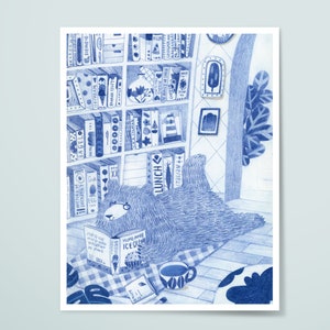 Blue the Bear - Week-end parfait. Impression d'art d'archives. 5 x 7