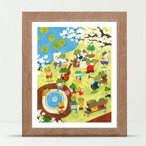 Frogs, Spring in the Park 8x10 Art Print