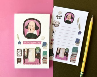 Notepad - Shakespeare, small gift for a writer and book lover, 3.5x5.5 inch, 50 pages