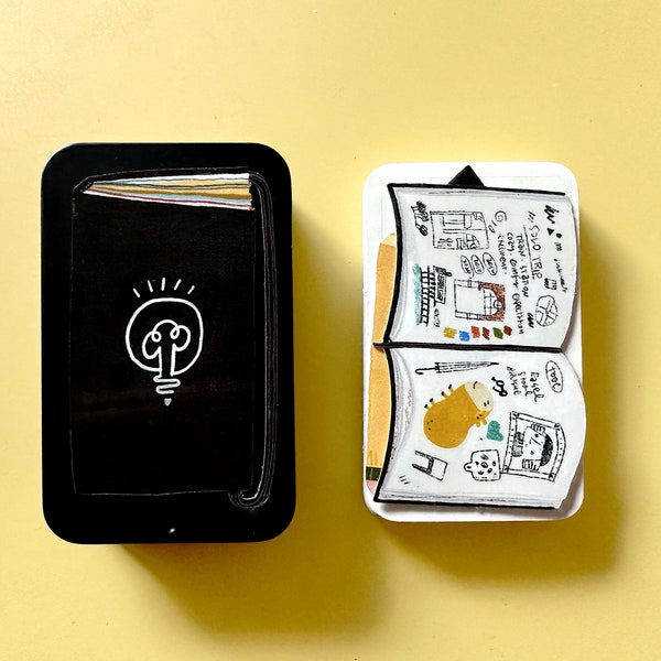 Sketchbook Zine Sticker in a tin case - Artist gift
