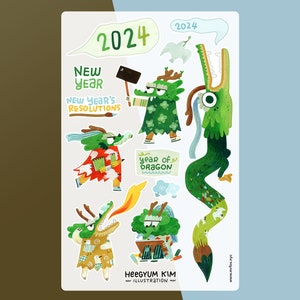 Jaar van de Draak Sticker Vel, Gelukkig Nieuwjaar sticker, Bullet Journal planner sticker