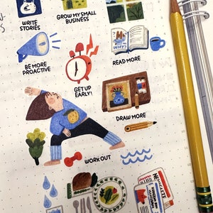 New Year's Resolution Sticker Sheet, Achieve Your Goals in Style ...