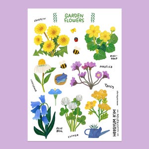 Hoja de pegatinas transparentes de jardín de flores, tamaño A6, para planificador de Bullet Journal