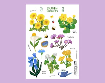 Flower Garden Clear Sticker Sheet A6 Bullet Journal planner sticker