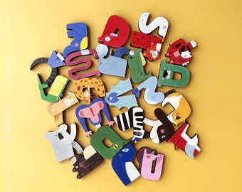 ABC Wooden Animal Pin