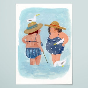 Perfect Beach Body - ORIGINAL mixed media drawing