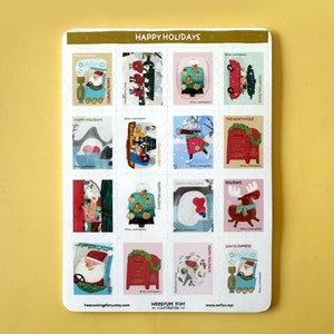Prettige vakantie postzegel stijl stickervel