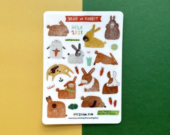 Rabbit Clear Sticker Sheet A6 Bullet Journal planner sticker