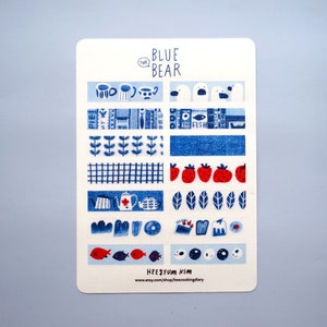 Blau der Bär transparente A6 Aufkleber - Washi Tape Stil - Bullet journal, Planer Aufkleber