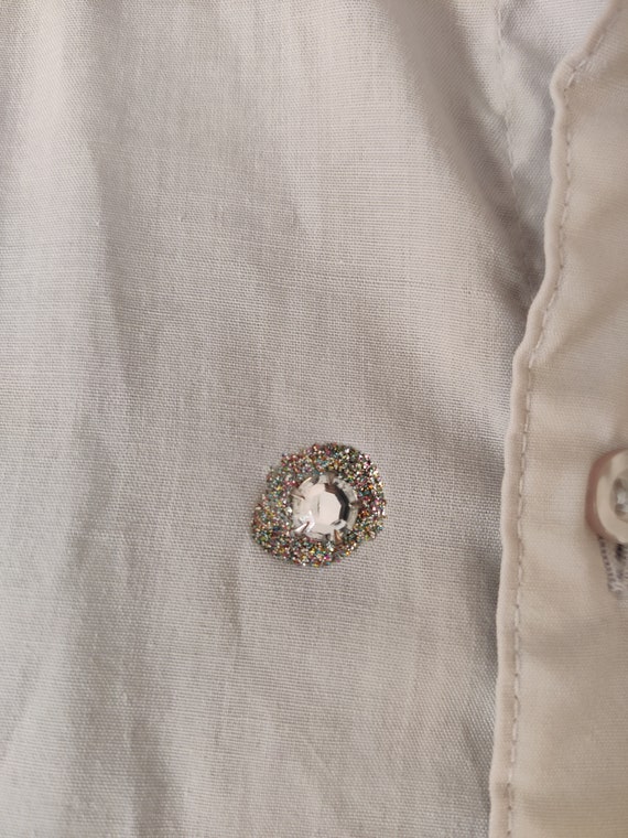 80s vintage new wave bedazzled button -up shirt g… - image 8