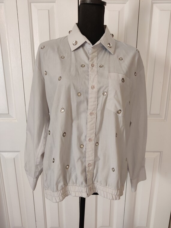 80s vintage new wave bedazzled button -up shirt gr