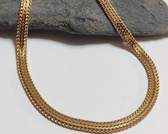 Herringbone Chain Stacking Bracelet,Anklet,Necklace Silver 925/Vintage Flat Foxtale Double-faced Link Dainty Layered Discreet Day Collar