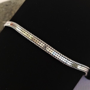 Silver 925 Herringbone Chain Stacking Bracelet,Anklet,Necklace/Vintage Flat Foxtale Double-faced Link Dainty Layered Descreet Day Collar