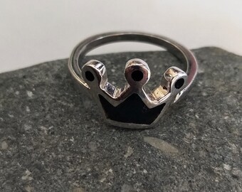 Minimalist Crown Midi Thumb,Ιndex, Knuckle Ring Silver 925/Statement Boho Signet 7 day Little Finger Ring/Pinky Ring For Women